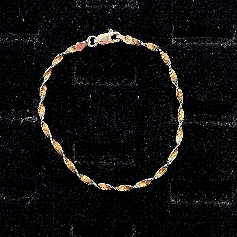 Vintage Sterling Silver and Platinum Bracelet Stamped 925 Italy PT,